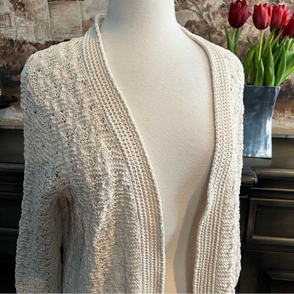 DANA BUCHMAN Knitted Costigan Cardigan Cream/Ecru Sweater size XL